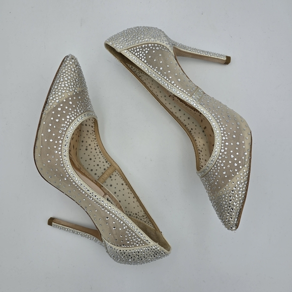 Badgley Mischka Weslee Mesh Crystal Adorned Princess Pumps, Women's Size 6 - Picture 10 of 16